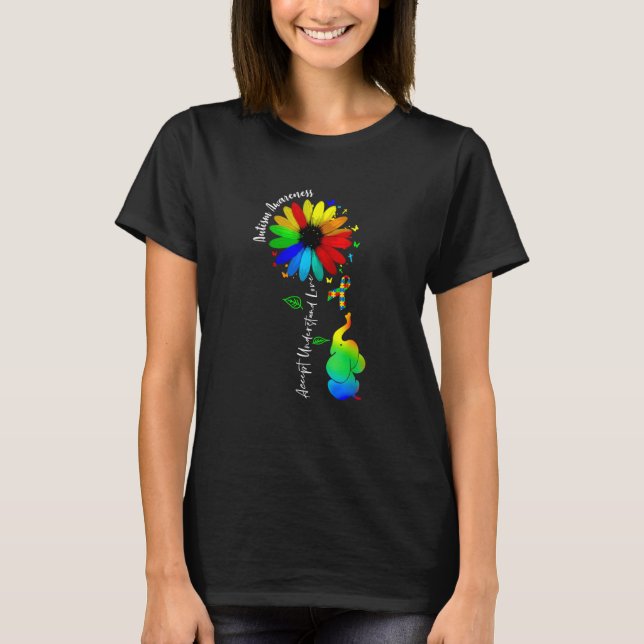 Cute Accept Understand Love Autism Awareness Sunfl T-Shirt (Front)