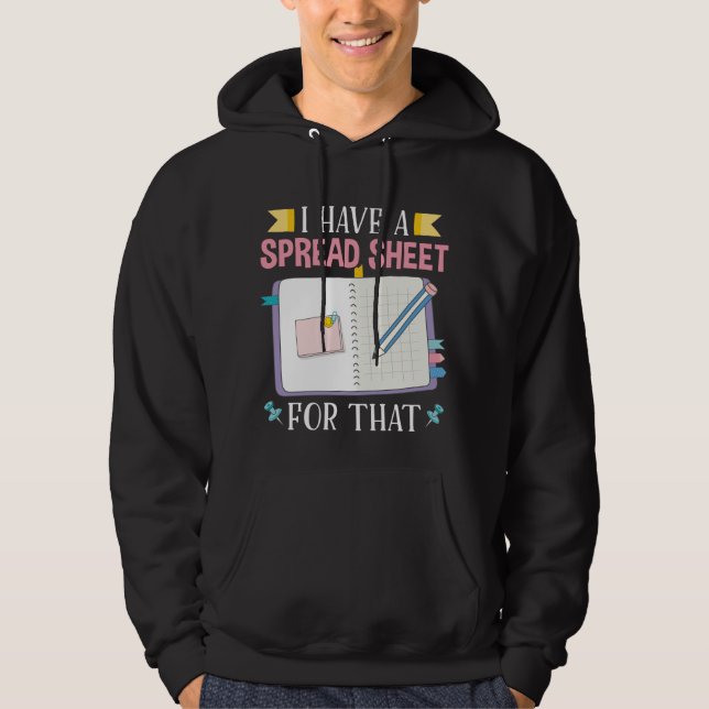 Cute Accounting Student CPA Fun Spreadsheet Hoodie (Front)