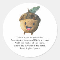 Cute acorn - Prayer candle label