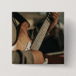 Cute Acoustic Guitar 15 Cm Square Badge