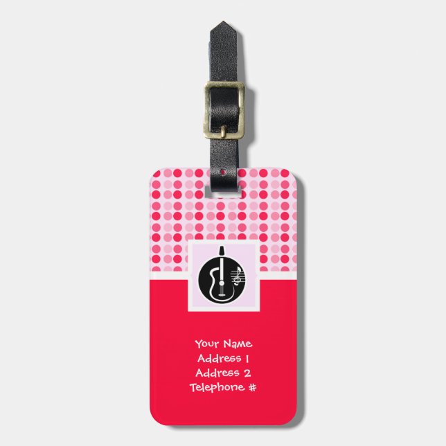 Cute Acoustic Guitar Luggage Tag (Front Vertical)