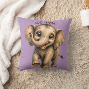 Cute Active Baby Animal collection Elephant purple Cushion
