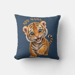 Cute Active Baby Animal Collection Tiger Dark Blue Cushion