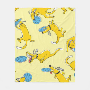 Cute activity dogs vintage seamless pattern. Doodl Fleece Blanket