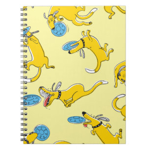 Cute activity dogs vintage seamless pattern. Doodl Notebook