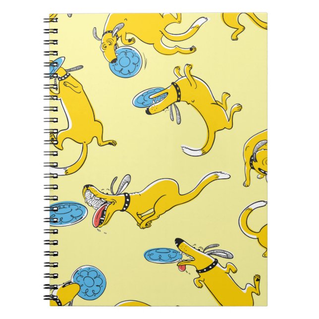 Cute activity dogs vintage seamless pattern. Doodl Notebook (Front)
