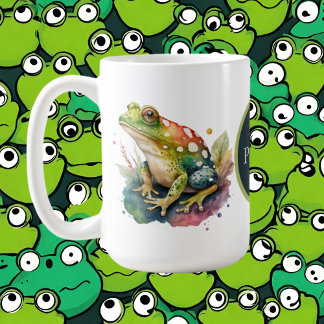 cute add monogram frog lovers  coffee mug