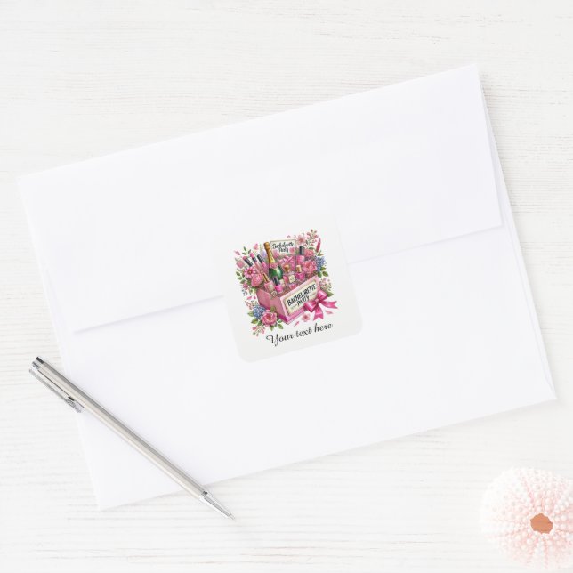Cute add name Bachelorette party  Square Sticker (Envelope)