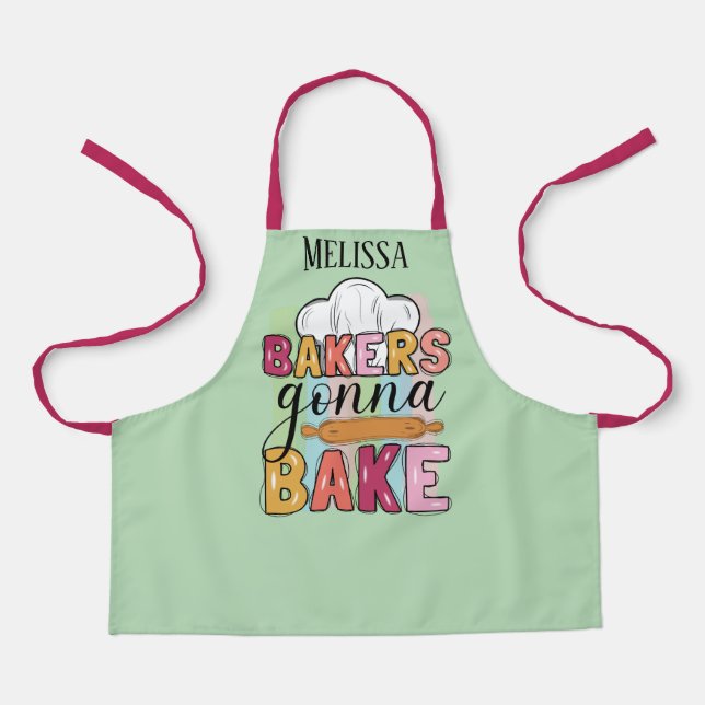 Cute add name bakers gonna bake girls apron (Front)