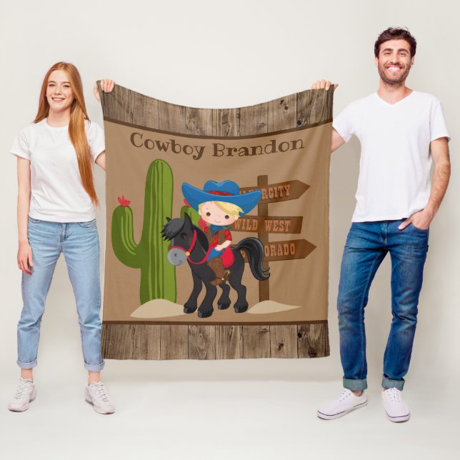 Cute add name cowboy room decor blanket (In Situ)