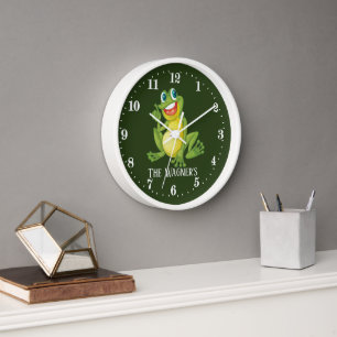 cute add name frog lovers clock