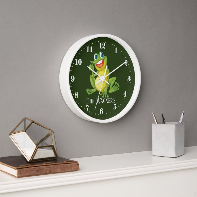 cute add name frog lovers clock (Office)