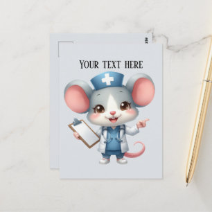 Cute add text any purpose Nurse mouse Postcard