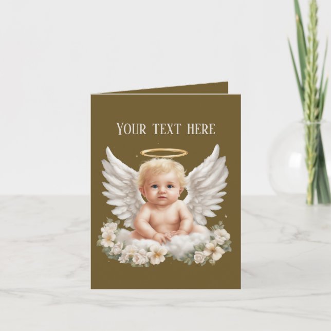 Cute add text baby Angel  Note Card (Front)