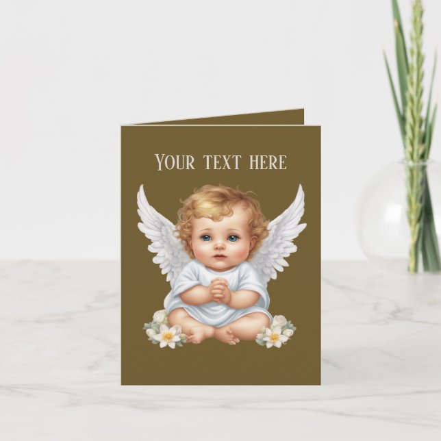 Cute add text baby Angel  Note Card (Front)