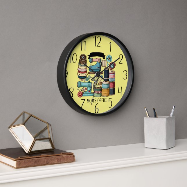 cute add text Mum's office sewing room Clock (Office)