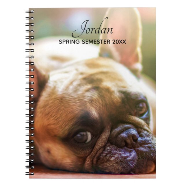 Cute Add YOUR Photos Name French Bulldog Notebook (Front)