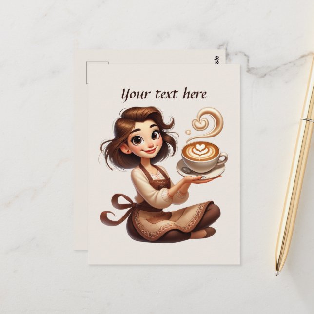 Cute add your text coffee shop  postcard (Front/Back In Situ)