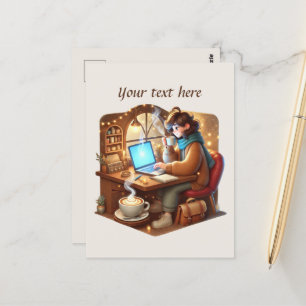 Cute add your text coffee shop  postcard