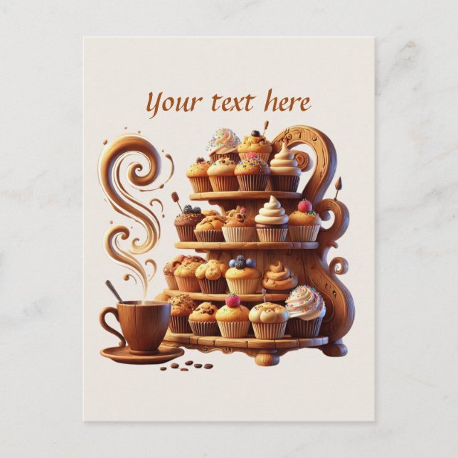 Cute add your text coffee shop  postcard (Front)