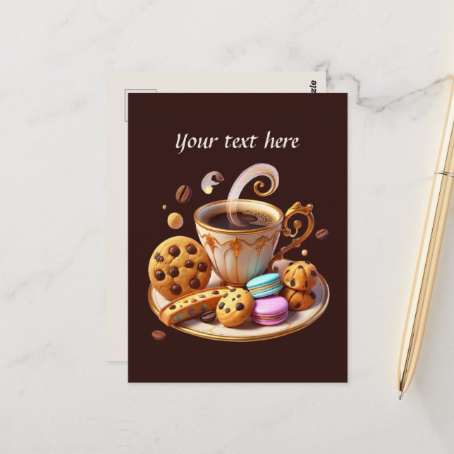 Cute add your text coffee shop  postcard (Front/Back In Situ)