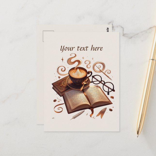 Cute add your text coffee shop  postcard (Front/Back In Situ)