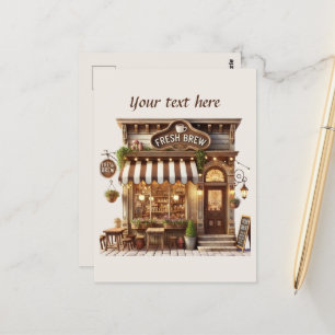 Cute add your text coffee shop postcard