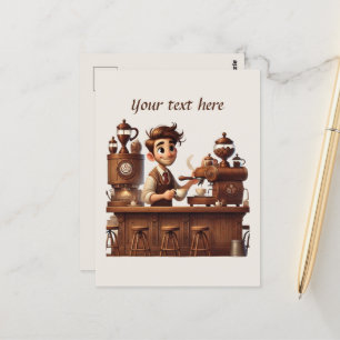 Cute add your text coffee shop  postcard