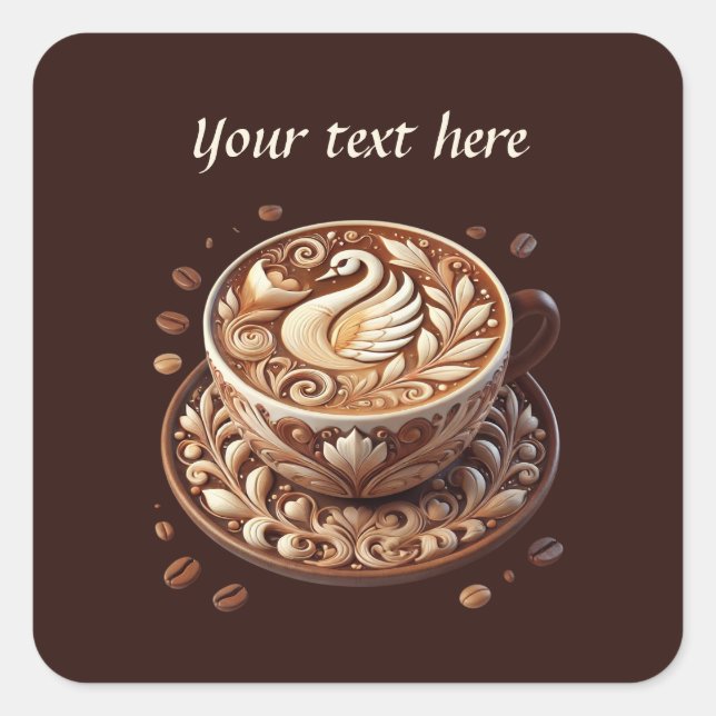 Cute add your text coffee shop  square sticker (Front)