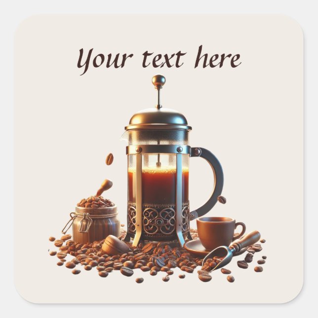 Cute add your text coffee shop  square sticker (Front)