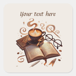 Cute add your text coffee shop  square sticker