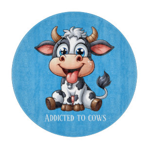 Cute addicted cow lover customisable cutting board