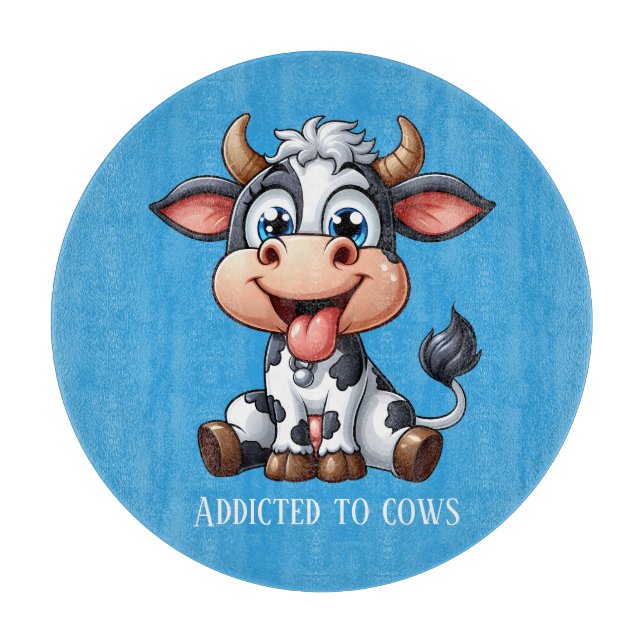 Cute addicted cow lover customisable cutting board (Front)
