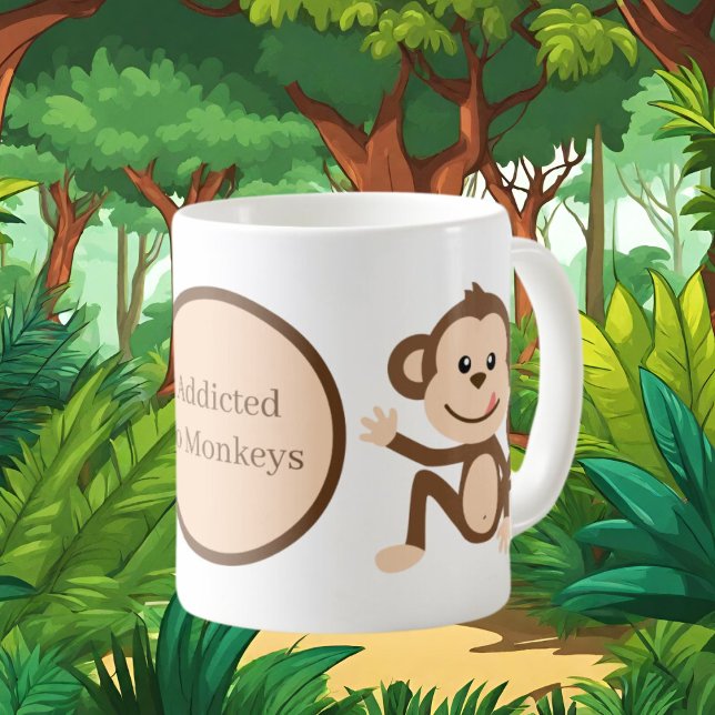 cute addicted monkey add text coffee mug (Creator Uploaded)