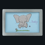 Cute adorable baby elephant cartoon illustration belt buckle<br><div class="desc">This fun design features our cute baby elephant jumping in cartoon style. Show some love!</div>