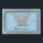 Cute adorable baby elephant cartoon illustration belt buckle<br><div class="desc">This fun design features our cute baby elephant jumping in cartoon style. Show some love!</div>
