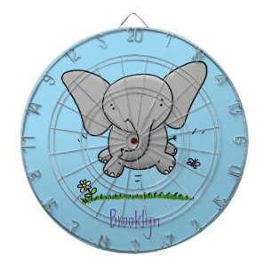Cute adorable baby elephant cartoon illustration dartboard
