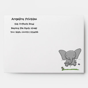Cute adorable baby elephant cartoon illustration envelope