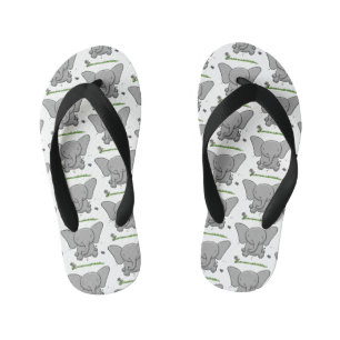Cute adorable baby elephant cartoon illustration kid's thongs
