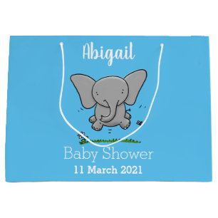 Cute adorable baby elephant cartoon illustration  large gift bag