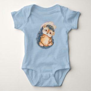 Cute Adorable Baby Hedgehog With Hat Baby Bodysuit