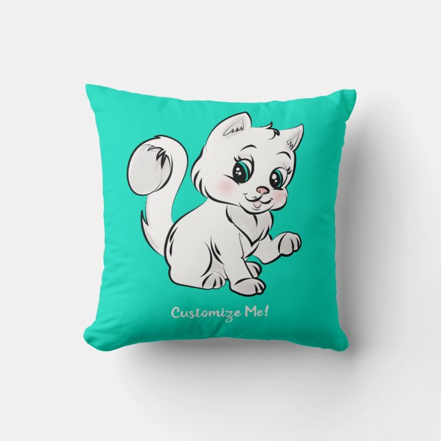 Cute & Adorable Baby Kitten White Personalised Cushion (Front)