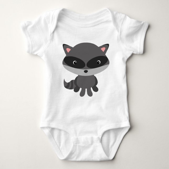 Cute, adorable baby racoon baby bodysuit (Front)