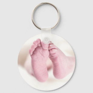 Cute Adorable Baby Shower Crib Nursery Footprints Key Ring