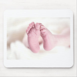 Cute Adorable Baby Shower Crib Nursery Footprints Mouse Pad