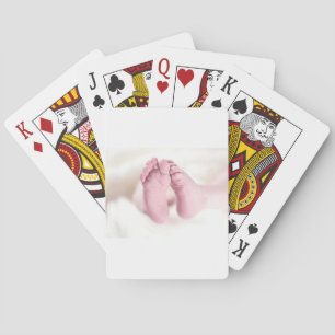 Cute Adorable Baby Shower Crib Nursery Footprints Playing Cards