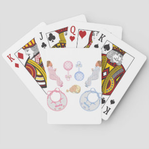 Cute Adorable Baby Shower Crib Nursery Footprints Playing Cards