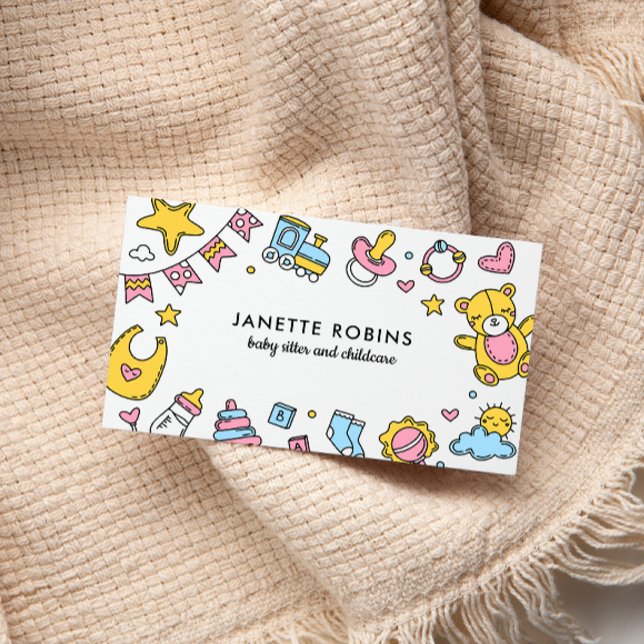Cute Adorable Baby Toys Nanny Childcare Business Card (Creator Uploaded)