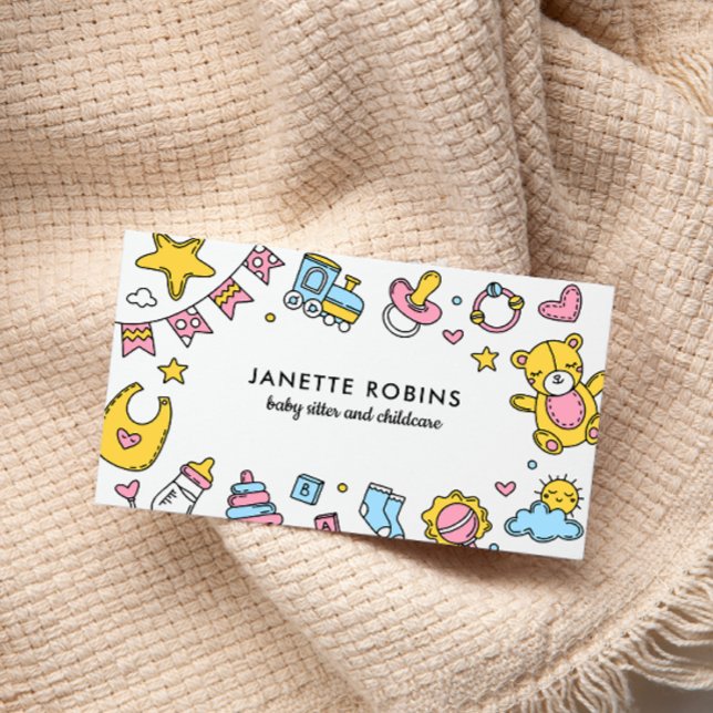 Cute Adorable Baby Toys Nanny Childcare Business Card (Creator Uploaded)