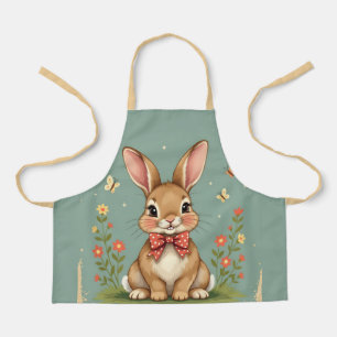 Cute adorable brown bunny with bow tie apron